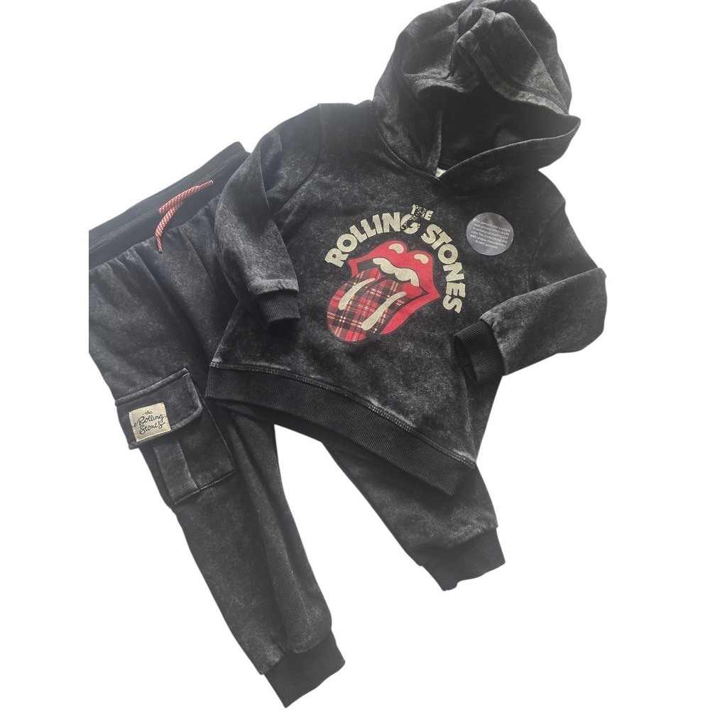The Rolling Stones boy 3T Acid Wash Hoodie and Joggers 2pc outfit rock grunge